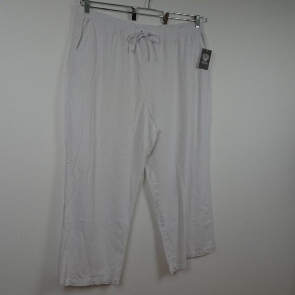 Vince Camuto Linen Blend Pants Women's Plus Size 3X White Wide Leg Side Slit - Picture 4 of 12